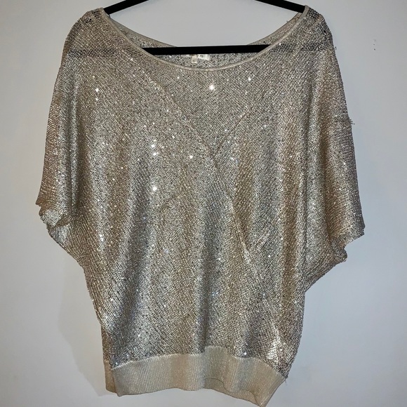Matty M Tops - Matty M S Sheer Gold Sequin Top